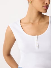 Jigsaw White Baby Fine Cotton Henley T-Shirt - Image 4 of 5