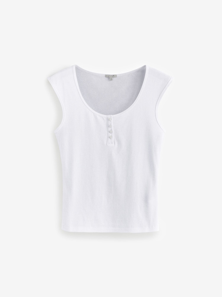Jigsaw White Baby Fine Cotton Henley T-Shirt - Image 5 of 5