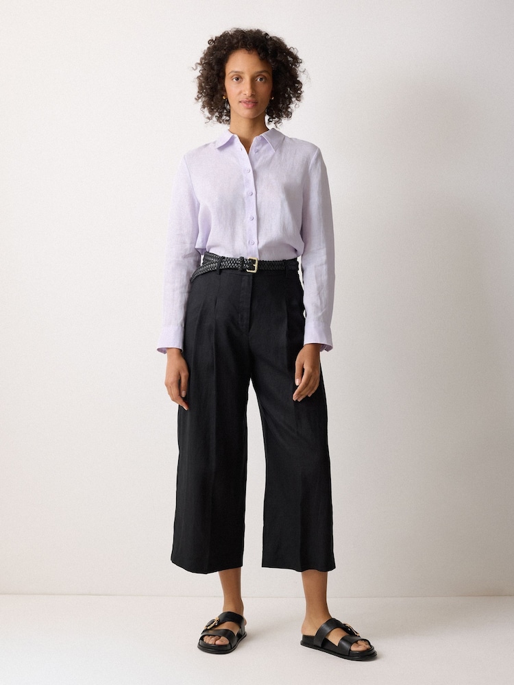 Jigsaw Purple Classic Linen Shirt - Image 1 of 6 Jigsaw Purple Classic Linen Shirt - Image 1 of 6