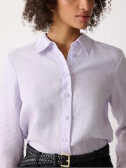 Jigsaw Purple Classic Linen Shirt - Image 4 of 6