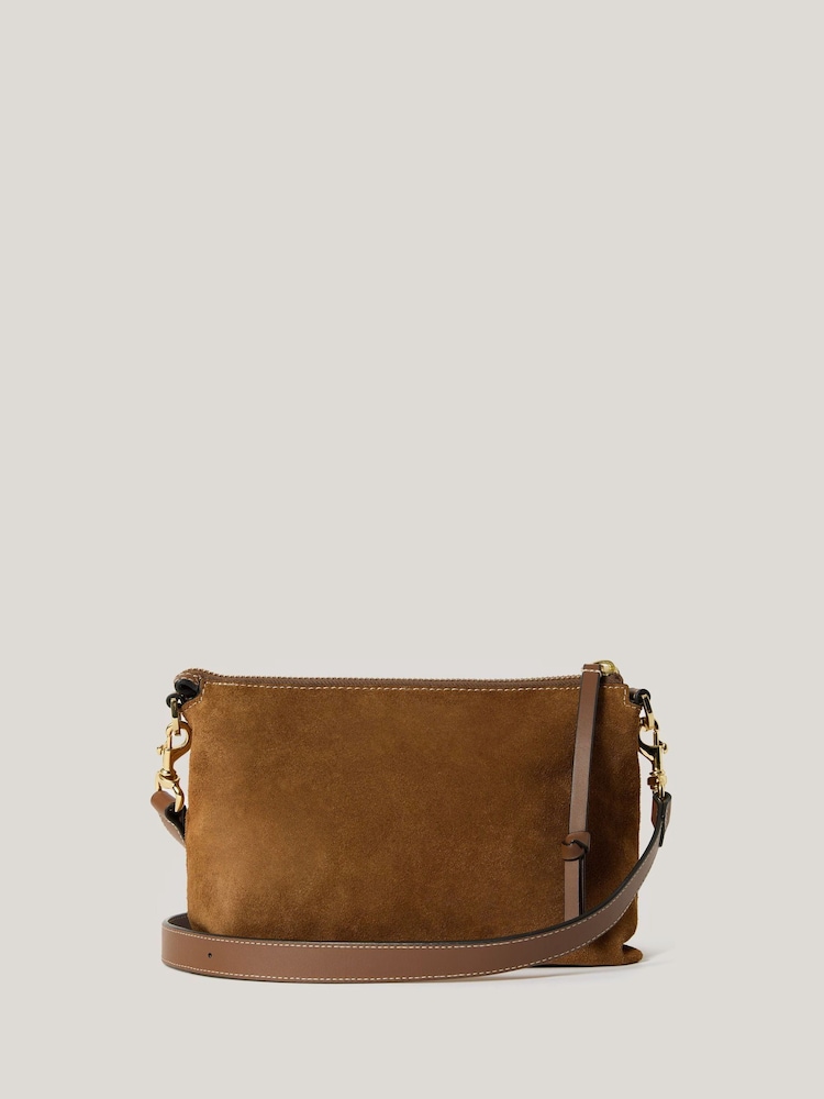 Jigsaw Brown Ava Suede Cross-Body Bag - Image 1 of 3