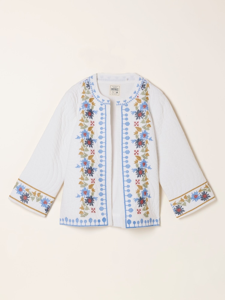 FatFace White Embroidered Jacket - Image 6 of 6