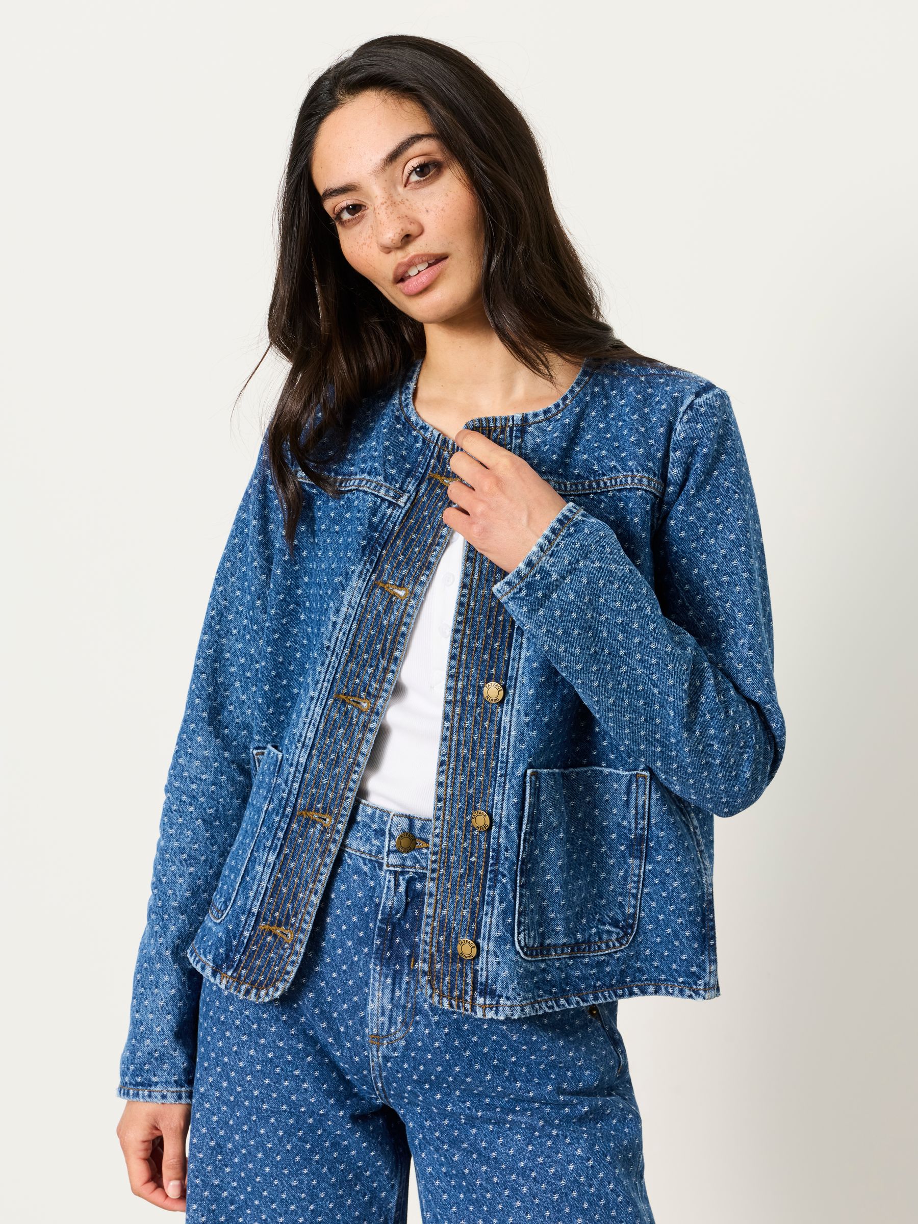 Fat Face Blue Fatface Maeve Spot Denim Jacket