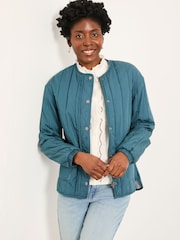 FatFace Raya Teal Blue Quilted Jacket - Image 4 of 6