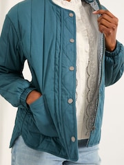 FatFace Raya Teal Blue Quilted Jacket - Image 5 of 6