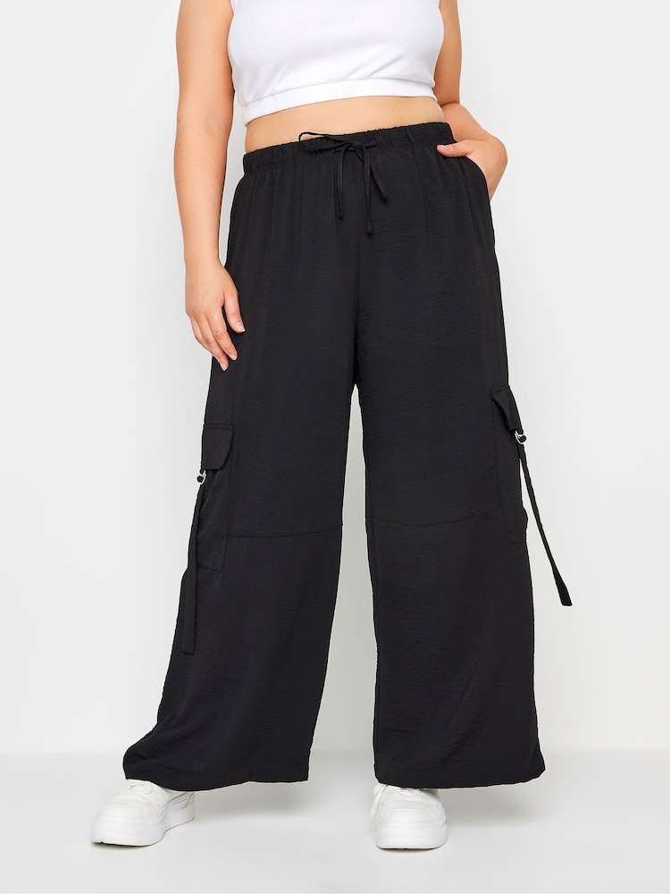 Yours Curve Black Twill Cargo Trousers - Image 1 of 5