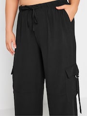Yours Curve Black Twill Cargo Trousers - Image 4 of 5