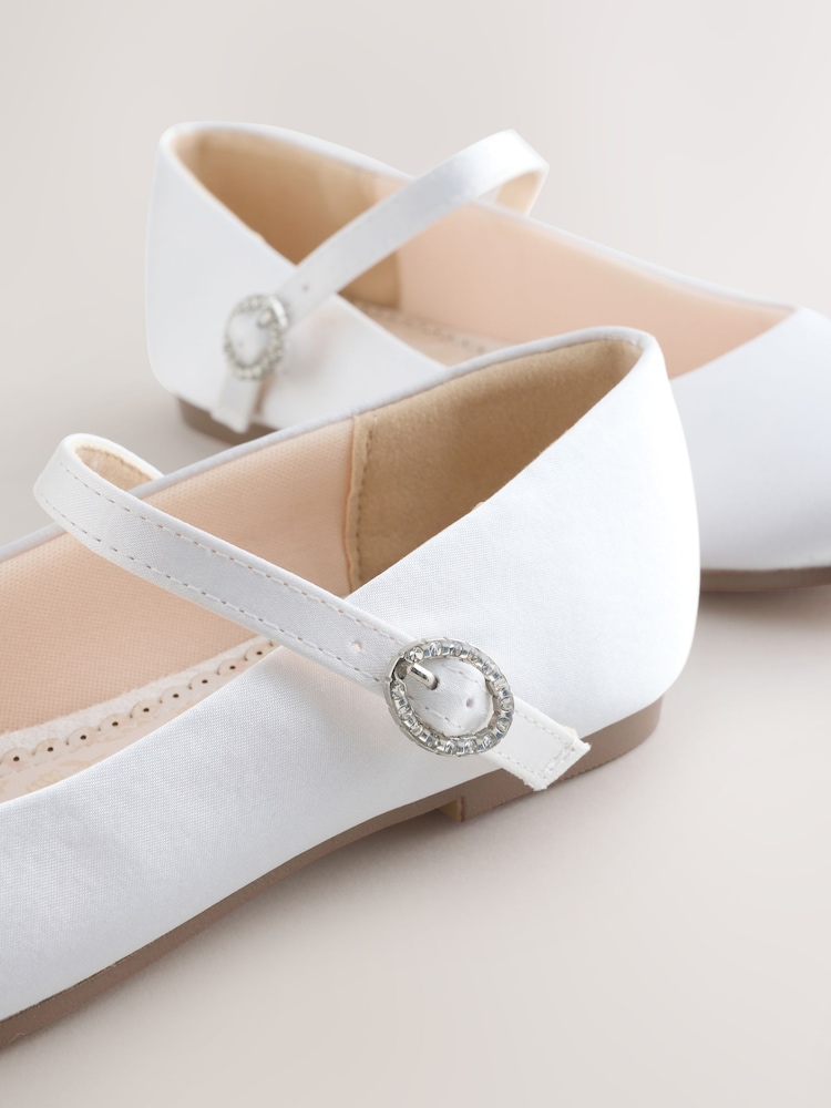 White Stain Resistant Satin Wide Fit (G) Mary Jane Occasion Shoes - Image 5 of 5 White Stain Resistant Satin Wide Fit (G) Mary Jane Occasion Shoes - Image 5 of 5