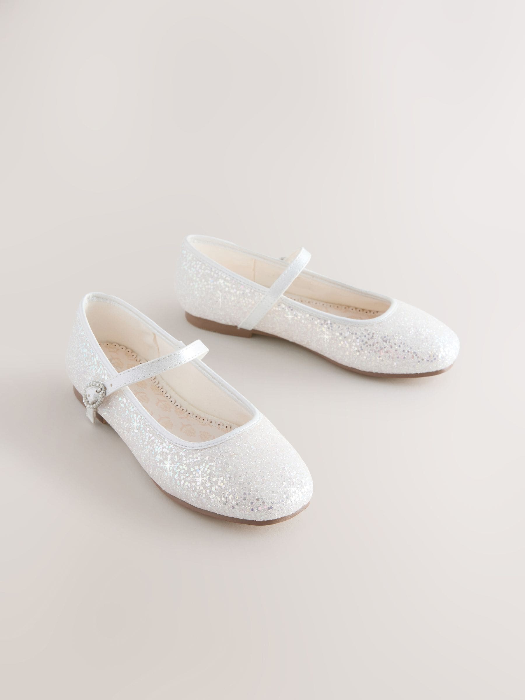 Buy White Glitter Wide Fit (G) Mary Jane Occasion Shoes from the