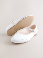 White Pearl Effect Mary Jane Flower Girl Occasion Shoes - Image 1 of 5