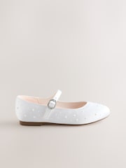 White Pearl Effect Mary Jane Flower Girl Occasion Shoes - Image 2 of 5