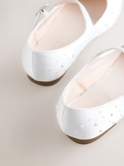 White Pearl Effect Mary Jane Flower Girl Occasion Shoes - Image 4 of 5