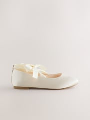 Ivory Satin Tie Ballerina Occasion Shoes - Image 2 of 6