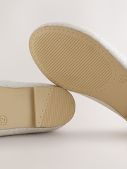 White Glitter Tie Ballerina Occasion Shoes - Image 3 of 6