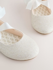White Glitter Tie Ballerina Occasion Shoes - Image 6 of 6