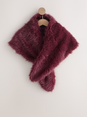 Berry Red Faux Fur Stole Scarf - Image 1 of 3