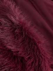 Berry Red Faux Fur Stole Scarf - Image 2 of 3