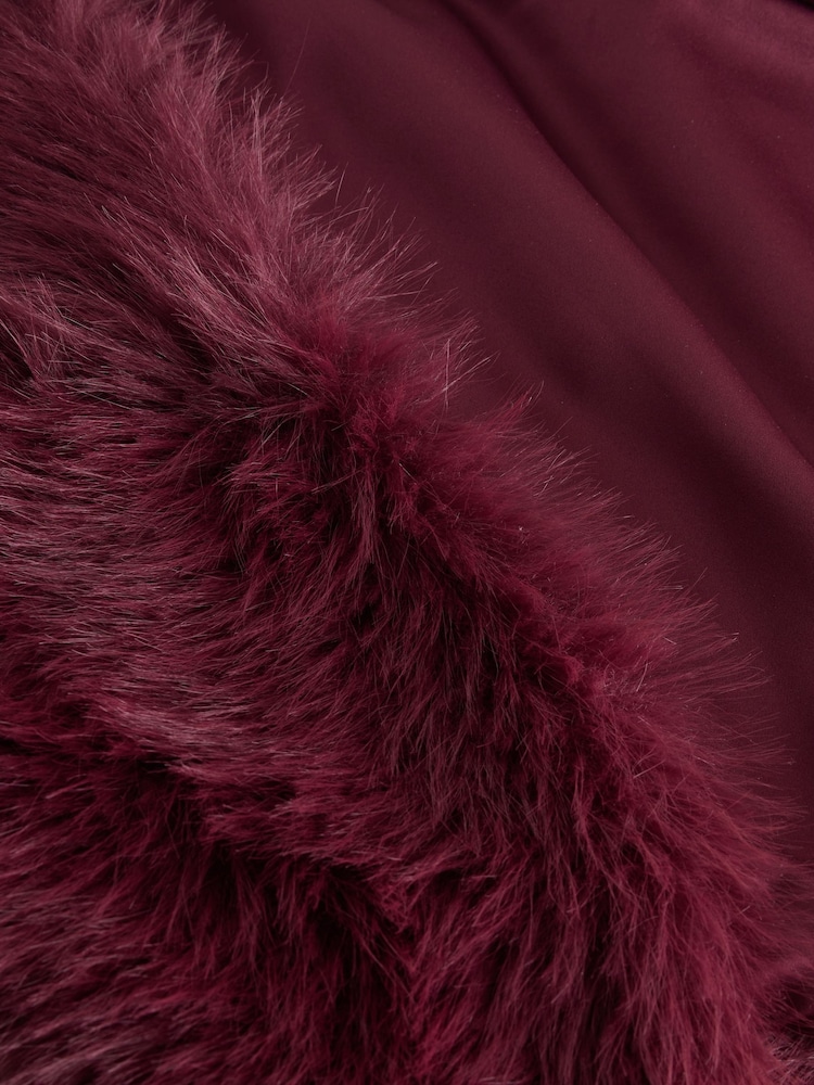 Berry Red Faux Fur Stole Scarf - Image 2 of 3