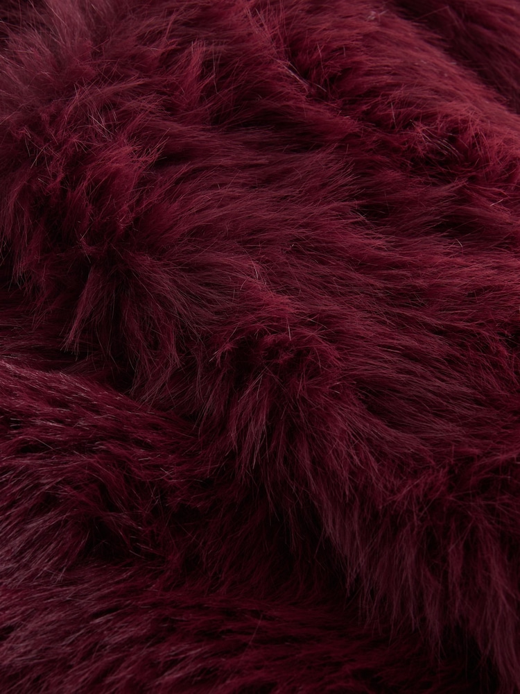 Berry Red Faux Fur Stole Scarf - Image 3 of 3