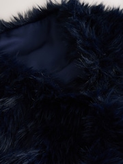 Navy Blue Faux Fur Stole Scarf - Image 2 of 3