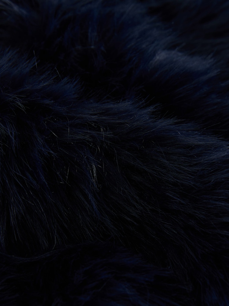 Navy Blue Faux Fur Stole Scarf - Image 3 of 3