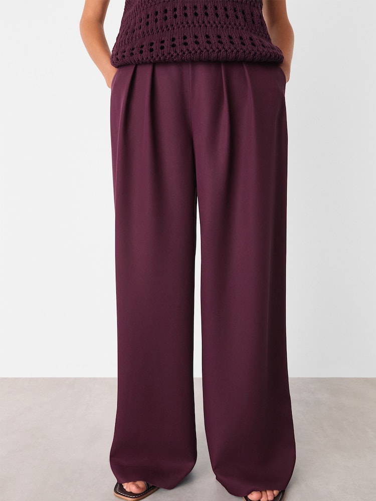 Whistles Purple Relaxed Pleat Front Trousers - Image 1 of 1