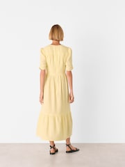 Whistles Yellow Textured Cotton Midi Dress - Image 2 of 5