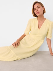 Whistles Yellow Textured Cotton Midi Dress - Image 3 of 5