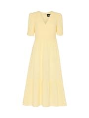 Whistles Yellow Textured Cotton Midi Dress - Image 5 of 5