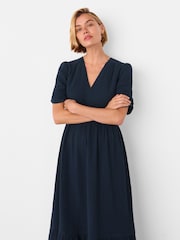 Whistles Blue Textured Cotton Midi Dress - Image 3 of 5