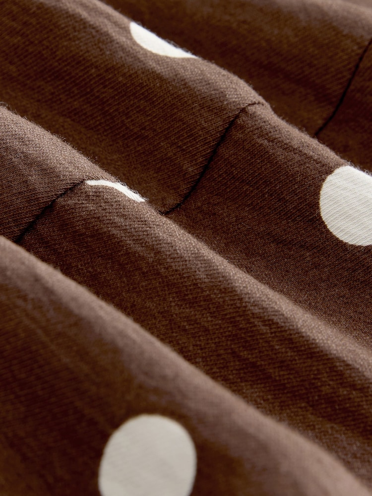 Chocolate Brown/Ecru Polka Dot Printed Long Sleeve Shirt Dress - Image 9 of 9