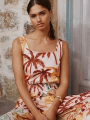 បោះពុម្ពបំណះផ្កាពណ៌ផ្កាឈូក - ឈុតខោជើងវែង កការ៉េ - រូបភាព 3 នៃ 8