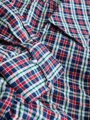 Navy Blue/Red Check Mini Long Sleeve Collared Shirt Dress - Image 9 of 9