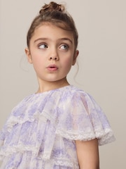 Laura Ashley White/Purple Tiered Tulle Dress - Image 5 of 12
