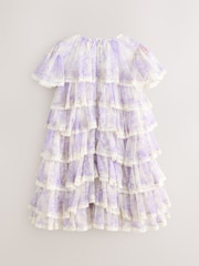 Laura Ashley White/Purple Tiered Tulle Dress - Image 8 of 12
