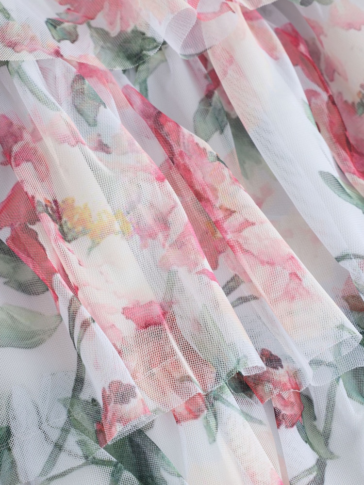 Laura Ashley Blue Floral Tiered Mesh Dress - Image 8 of 8 Laura Ashley Blue Floral Tiered Mesh Dress - Image 8 of 8