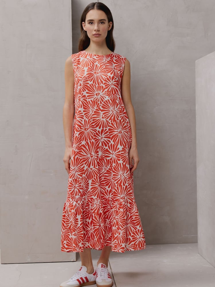 Smith & Soul Orange Sleeveless Dress With Volant Hem - Image 6 of 6 Smith & Soul Orange Sleeveless Dress With Volant Hem - Image 6 of 6