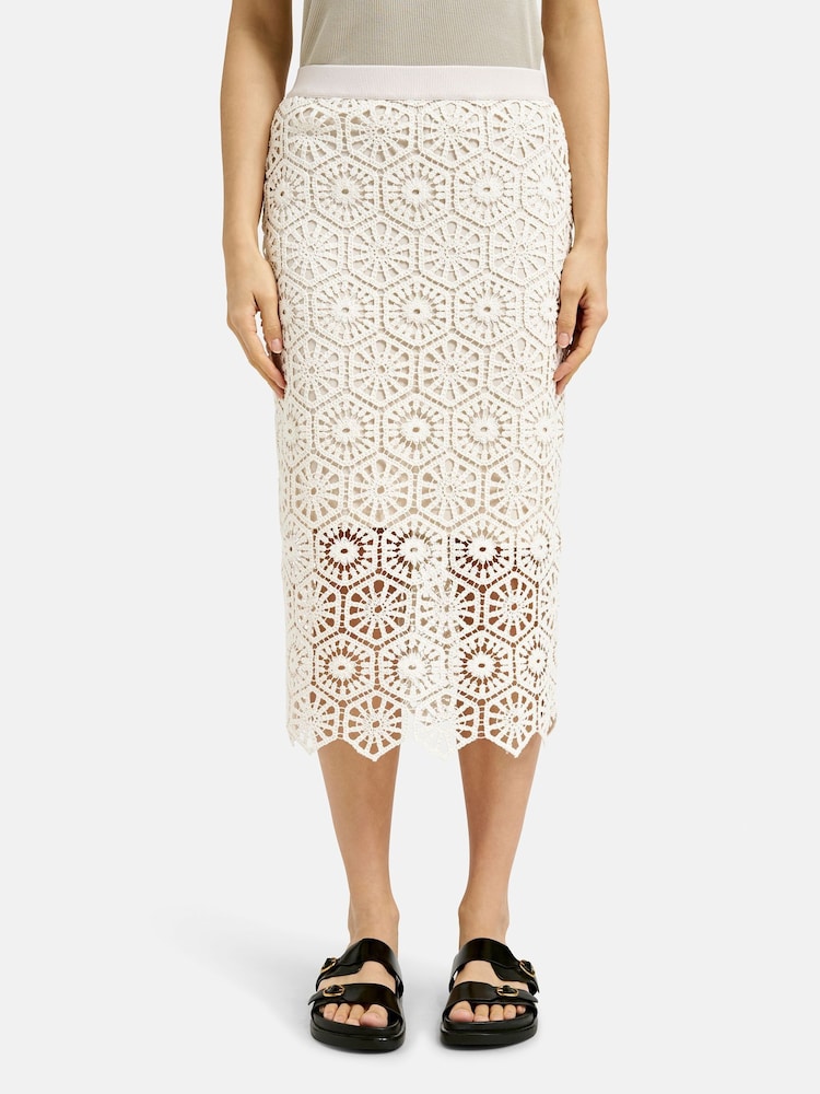Smith & Soul Cream Crochet Midi Skirt - Image 1 of 4