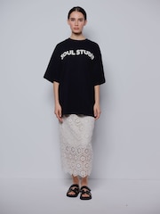 Smith & Soul Cream Crochet Midi Skirt - Image 4 of 4