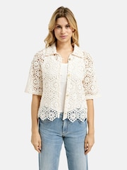 Smith & Soul Cream Crochet Half Sleeve Shirt - Image 1 of 4