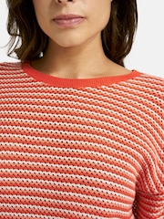 Smith & Soul Orange Striped Half Sleeve Crochet Pullover Jumper - Image 4 of 4