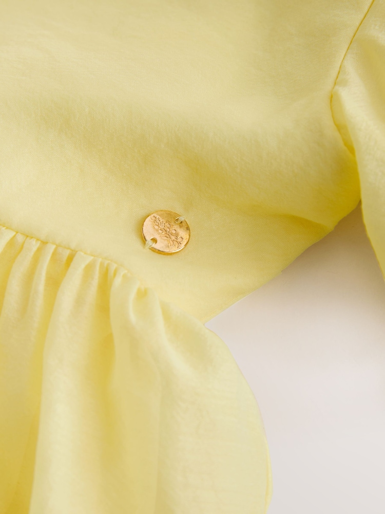 Laura Ashley Light Yellow Bow Back Flower Dress - Image 10 of 10