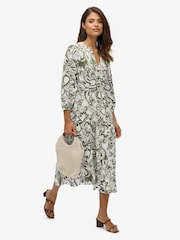 Superdry Green Woven Tiered Midi Dress - Image 3 of 7