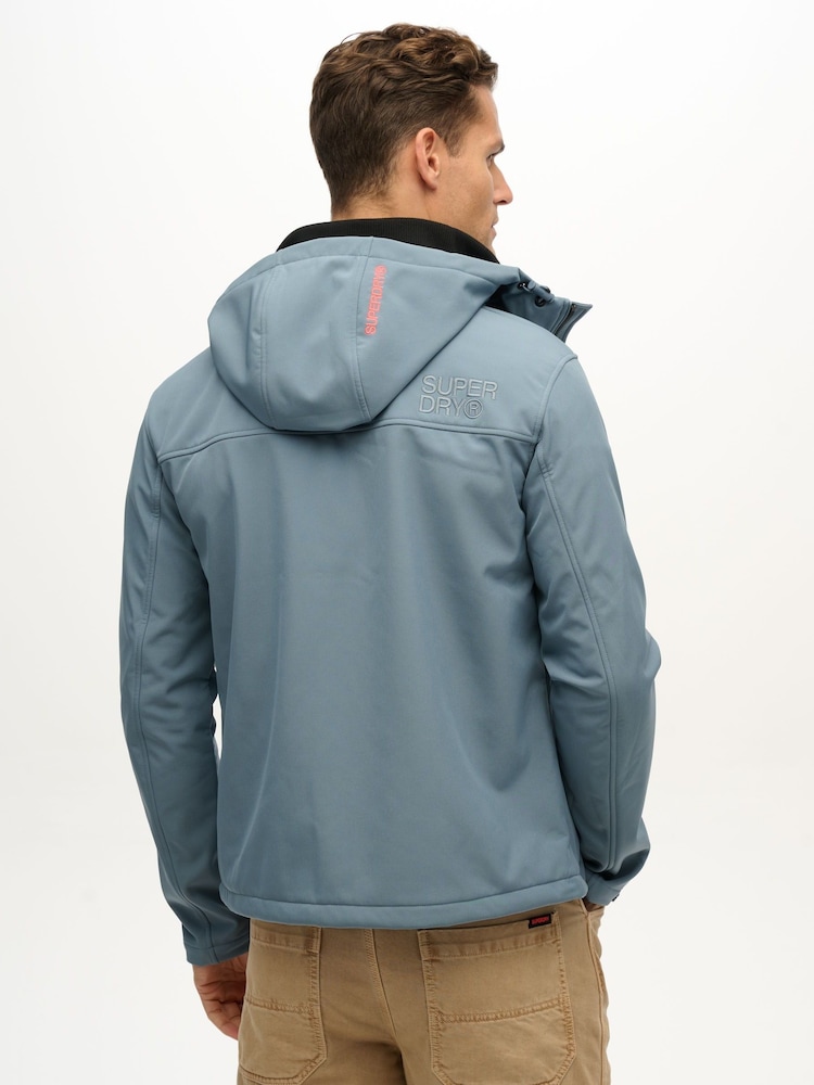 Superdry Blue Hooded Soft Shell Trekker Jacket - Image 2 of 5