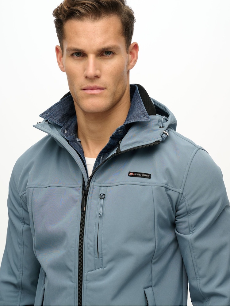 Superdry Blue Hooded Soft Shell Trekker Jacket - Image 5 of 5