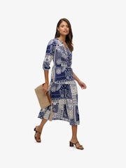 Superdry Blue Woven Tiered Midi Dress - Image 2 of 7