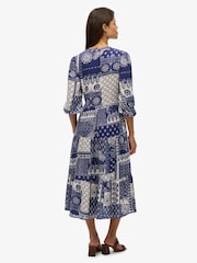Superdry Blue Woven Tiered Midi Dress - Image 3 of 7