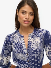 Superdry Blue Woven Tiered Midi Dress - Image 5 of 7