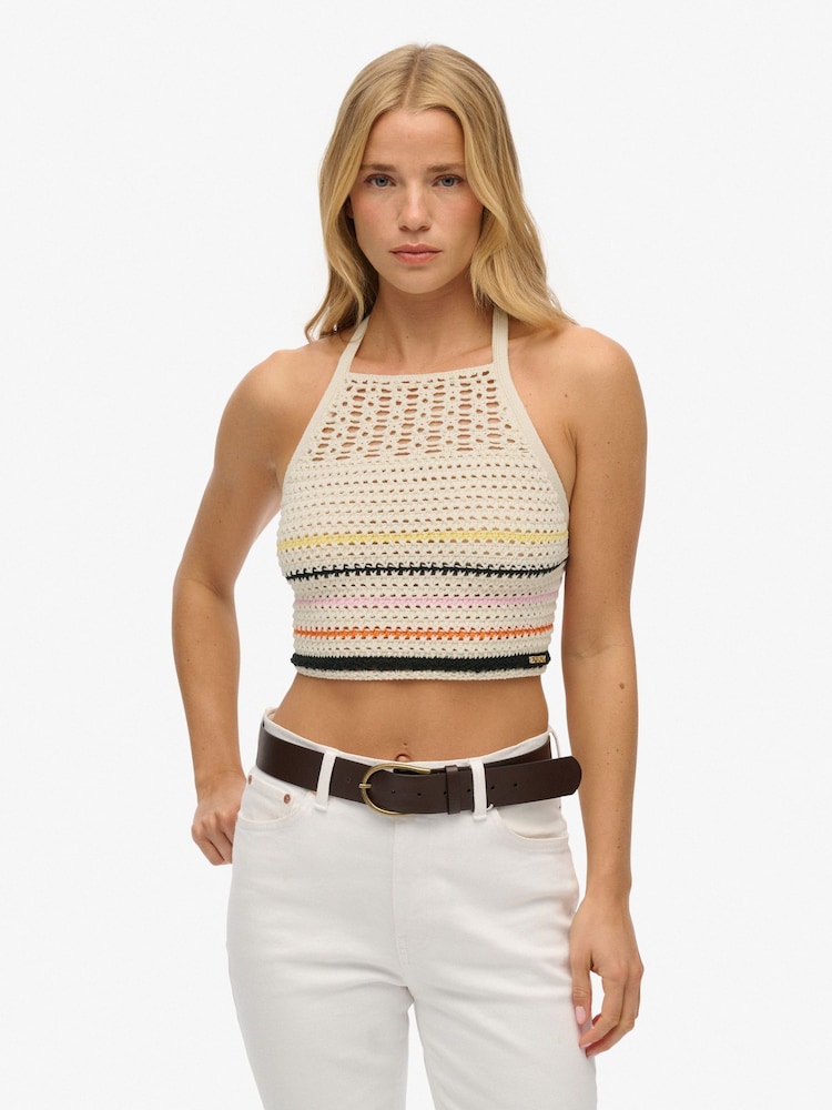 Top de ganchillo halter corto de Superdry - Imagen 1 de 7