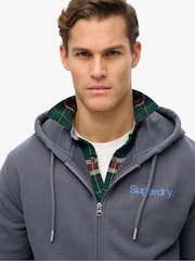 Superdry Grey Core Logo City Zip Hoodie - Image 4 of 6